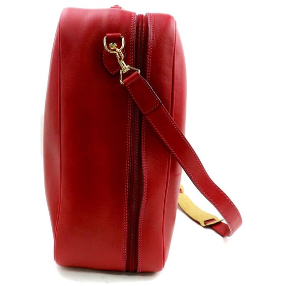 Auth Gucci Red Leather Travel Bag Rare #3886G38 - Picture 5 of 10